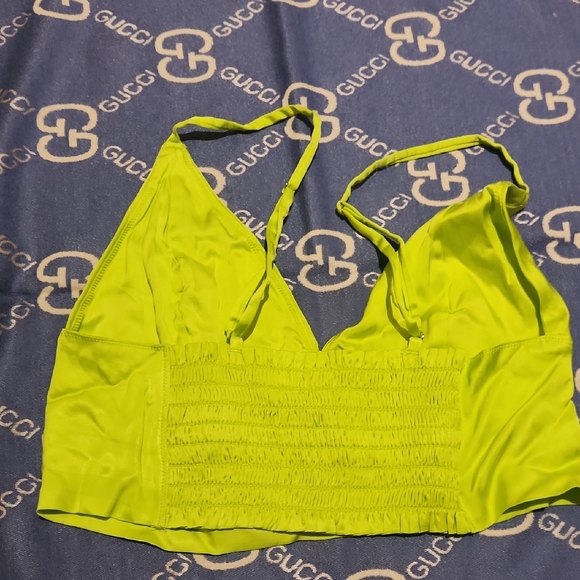 AERI Neon Green Silk Top SIZE M - Picture 8 of 11